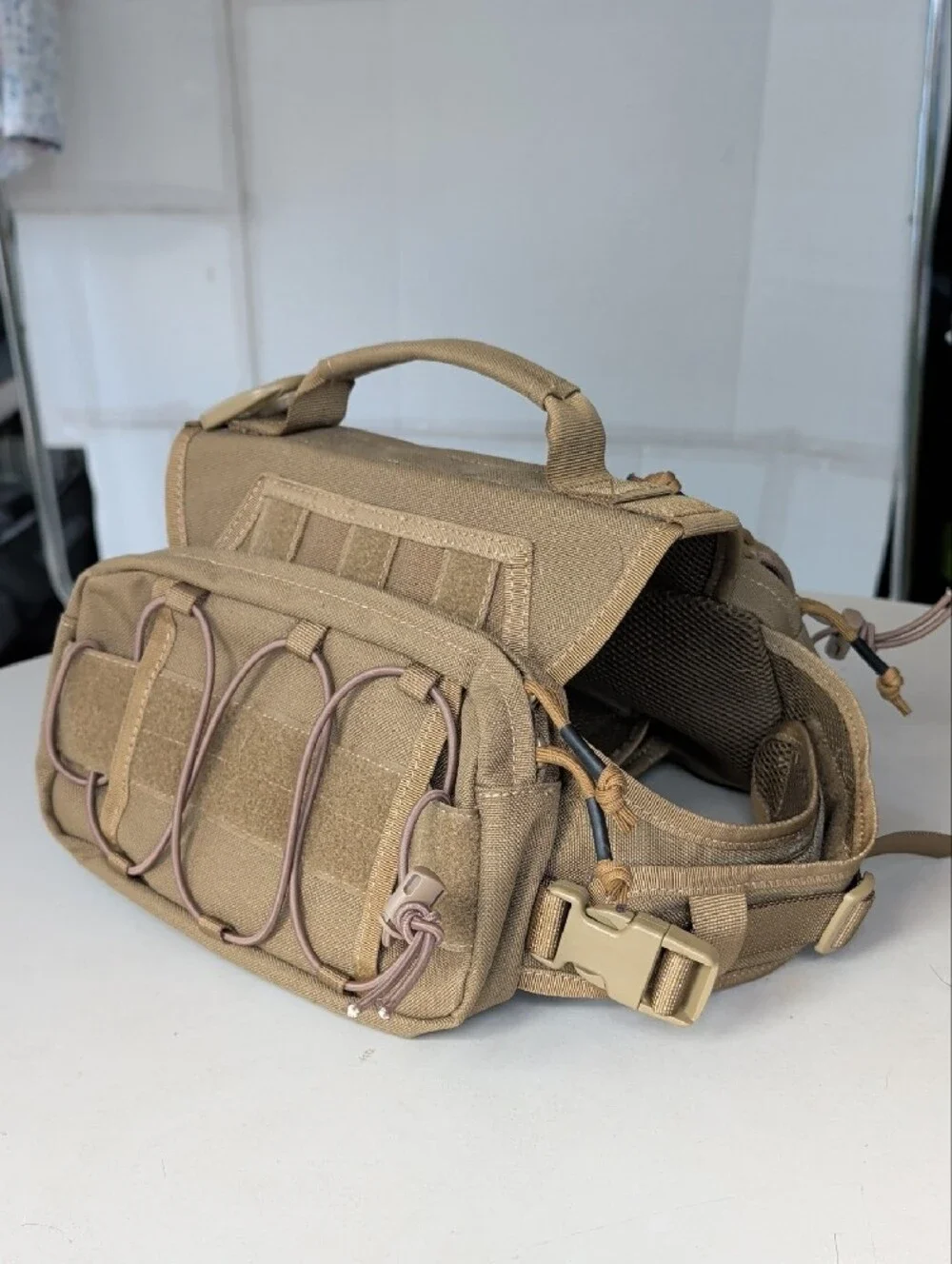 Onetigris Tactical Dog Harness Backpack Tan For Medium & Bigger Dogs Hiking